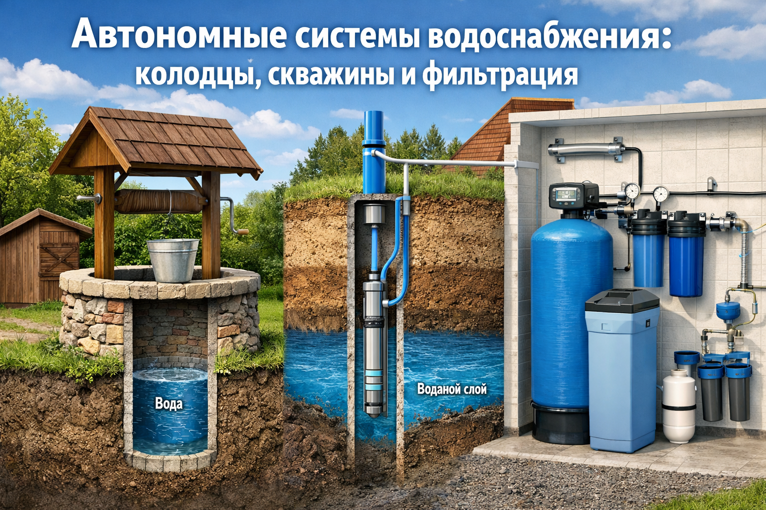 Лучшие методы создания автономной системы водоснабжения: колодцы, скважины и фильтрация за копейки Лучшие методы создания автономной системы водоснабжения: колодцы, скважины и фильтрация за копейки