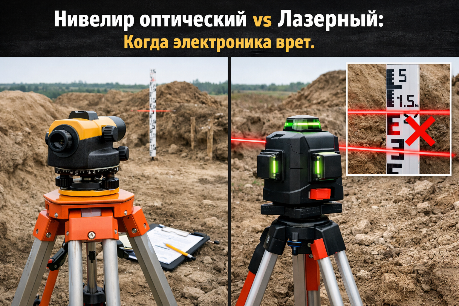 Ошибки при выборе: Нивелир оптический или лазерный - как не дать электронике вас обмануть Ошибки при выборе: Нивелир оптический или лазерный - как не дать электронике вас обмануть
