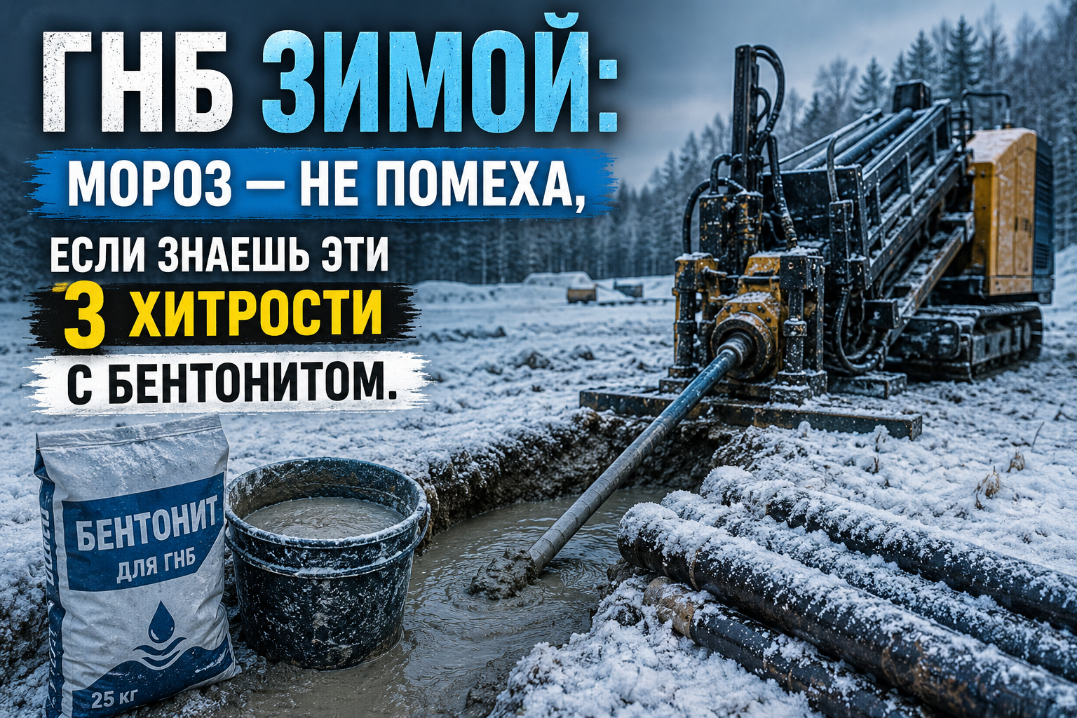 ГНБ зимой бентонит хитрости