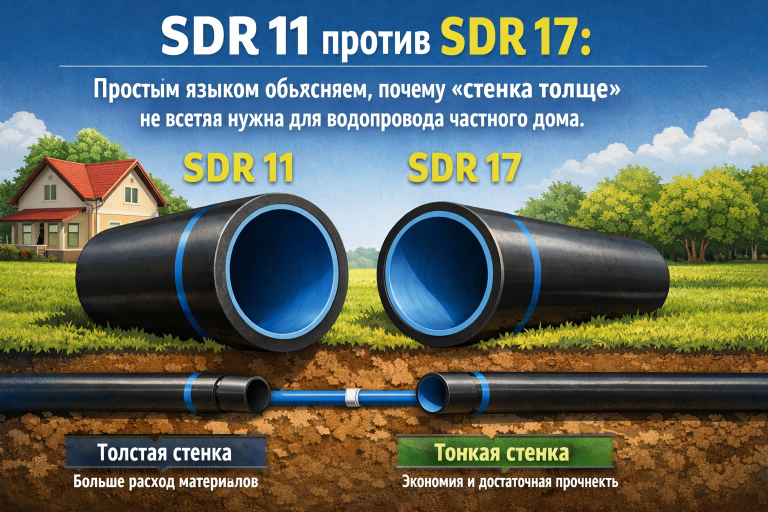 SDR 11 против SDR 17: Почему толстая стенка не всегда лучший выбор для водопровода вашего частного дома? SDR 11 против SDR 17: Почему толстая стенка не всегда лучший выбор для водопровода вашего частного дома?