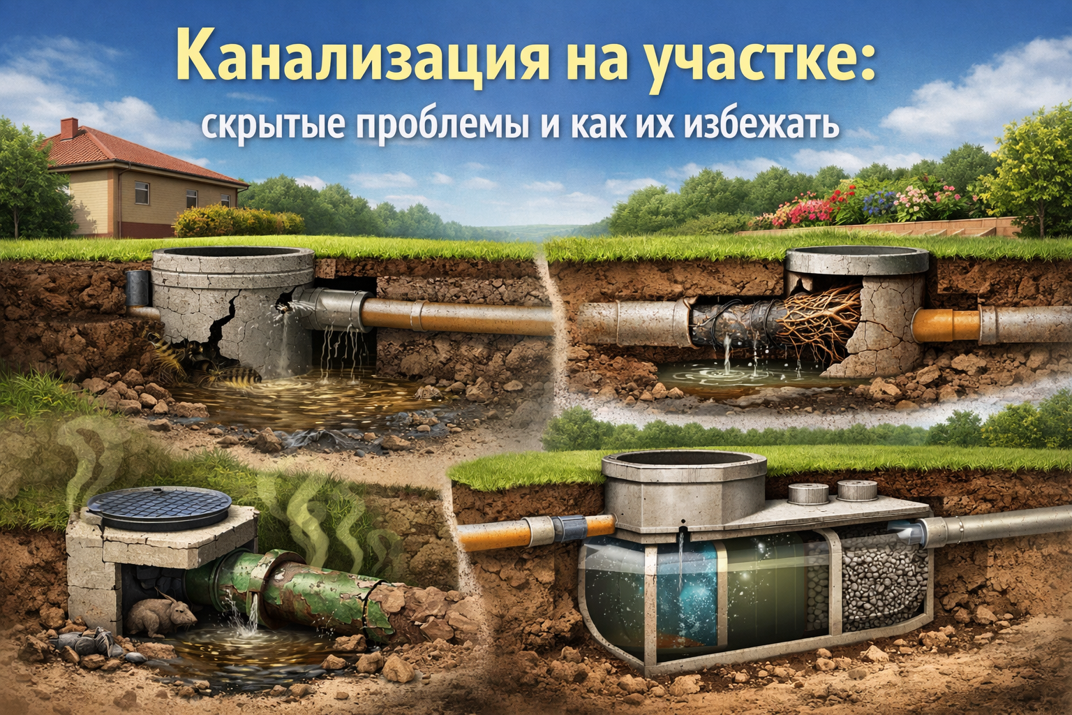 Скрытые проблемы канализации на участке: 7 ошибок, которые могут стоить вам денег и как их избежать Скрытые проблемы канализации на участке: 7 ошибок, которые могут стоить вам денег и как их избежать
