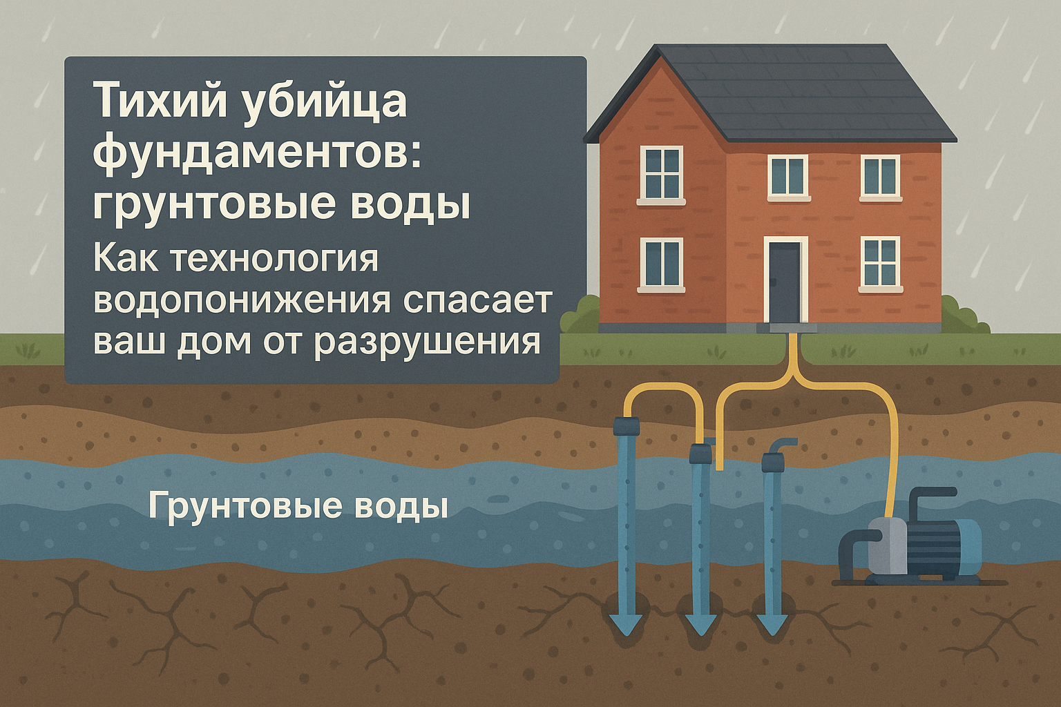 Тихий убийца фундаментов: как грамотное водопонижение спасет ваш дом от разрушения и сэкономит деньги Тихий убийца фундаментов: как грамотное водопонижение спасет ваш дом от разрушения и сэкономит деньги