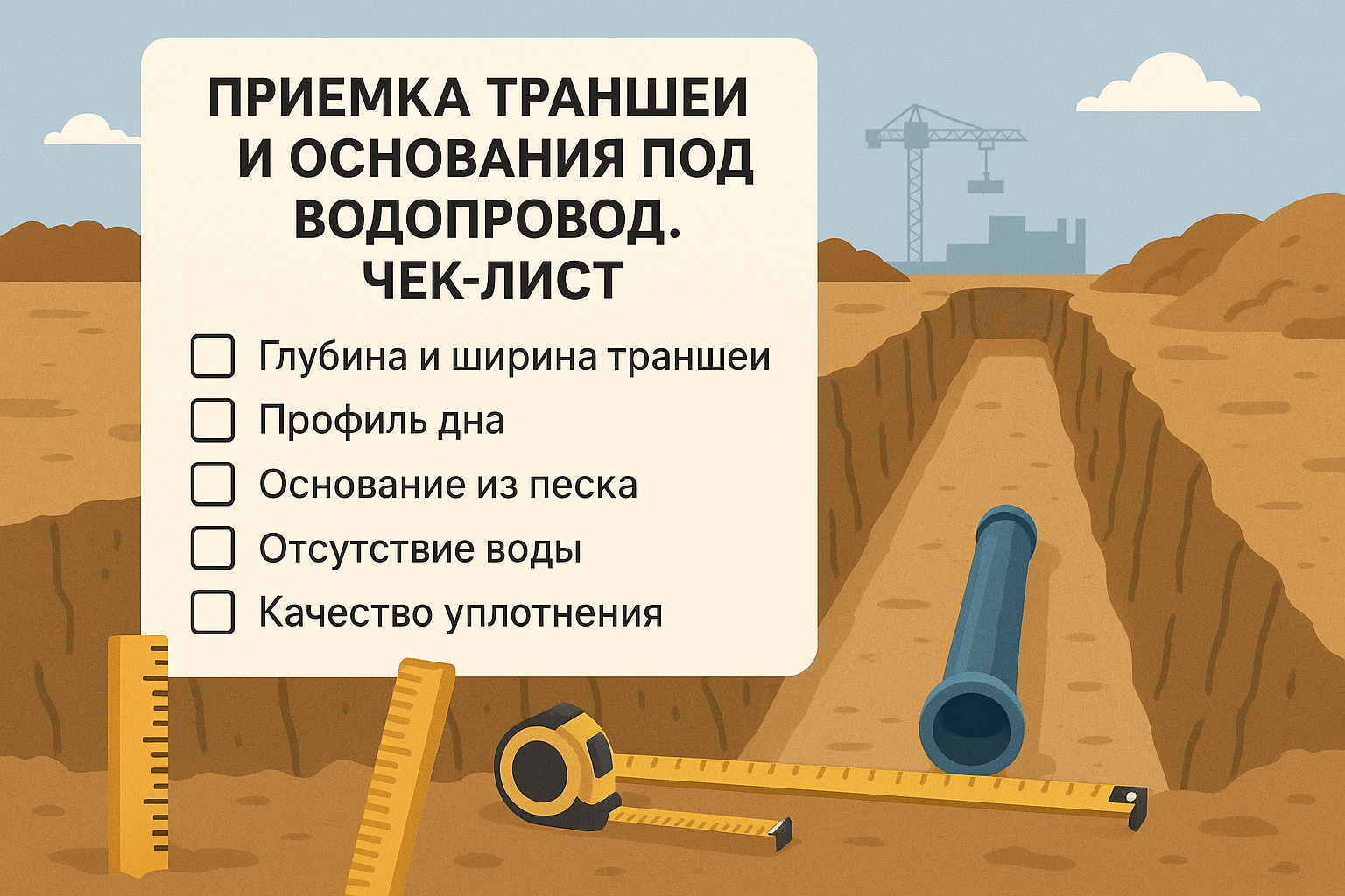 Секреты успешной приемки траншеи и основания под водопровод: подробный чек-лист для строителей Секреты успешной приемки траншеи и основания под водопровод: подробный чек-лист для строителей
