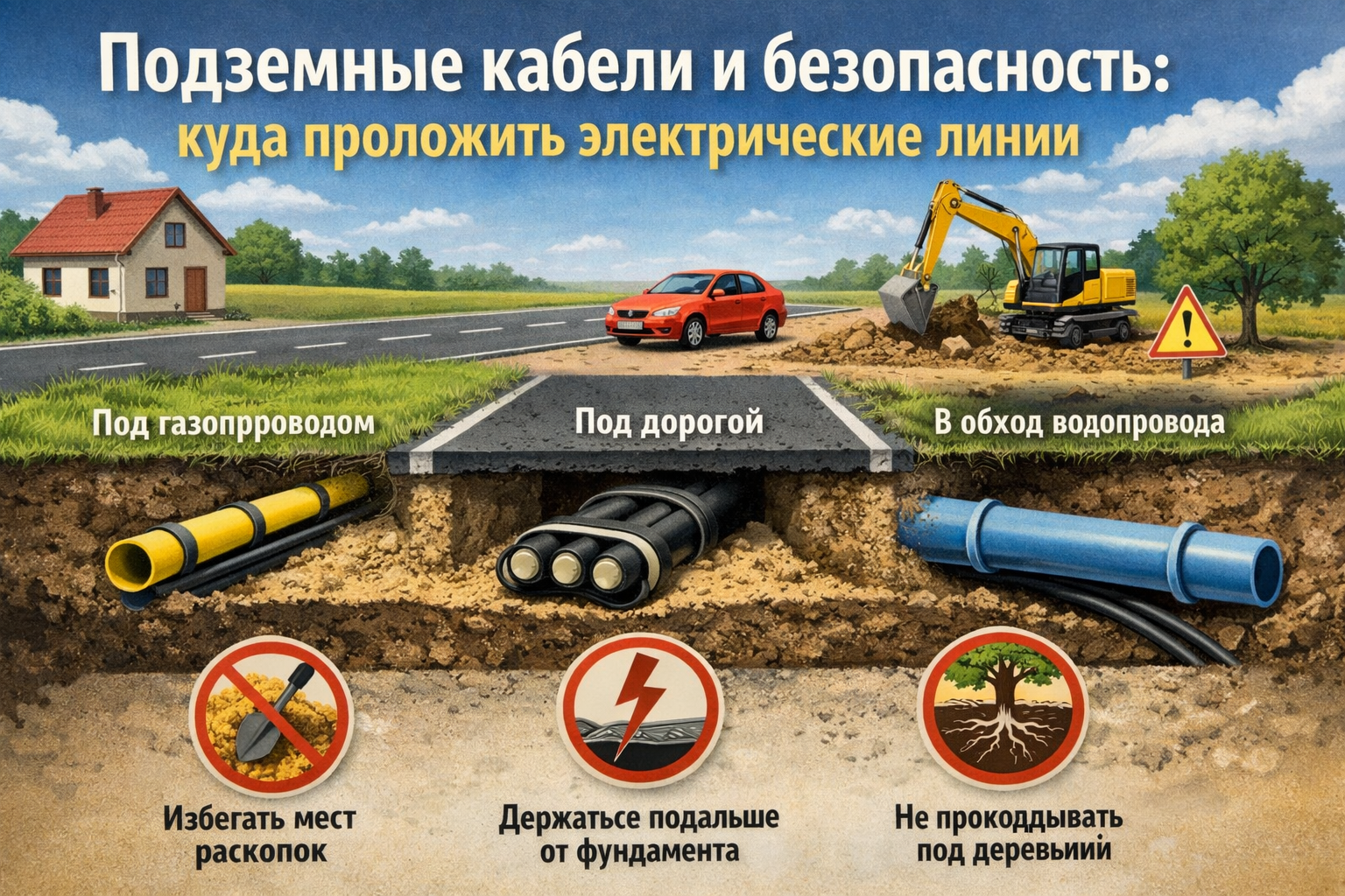 Подземные кабели: 7 секретов безопасности, которые нужно знать перед прокладкой электрических линий Подземные кабели: 7 секретов безопасности, которые нужно знать перед прокладкой электрических линий